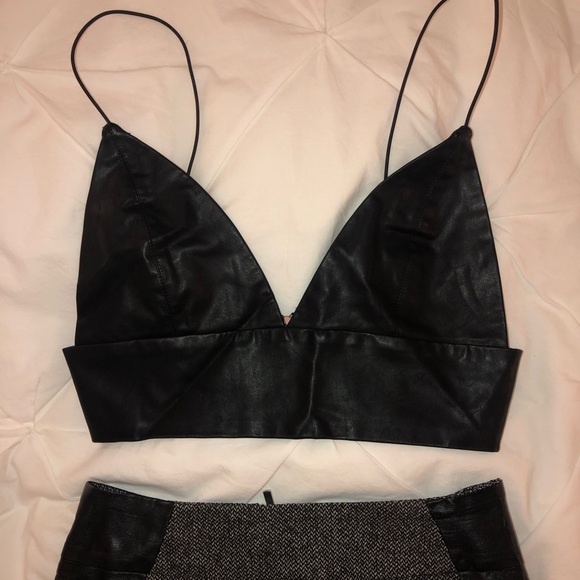 Faux leather crop top and skirt set - Picture 1 of 5
